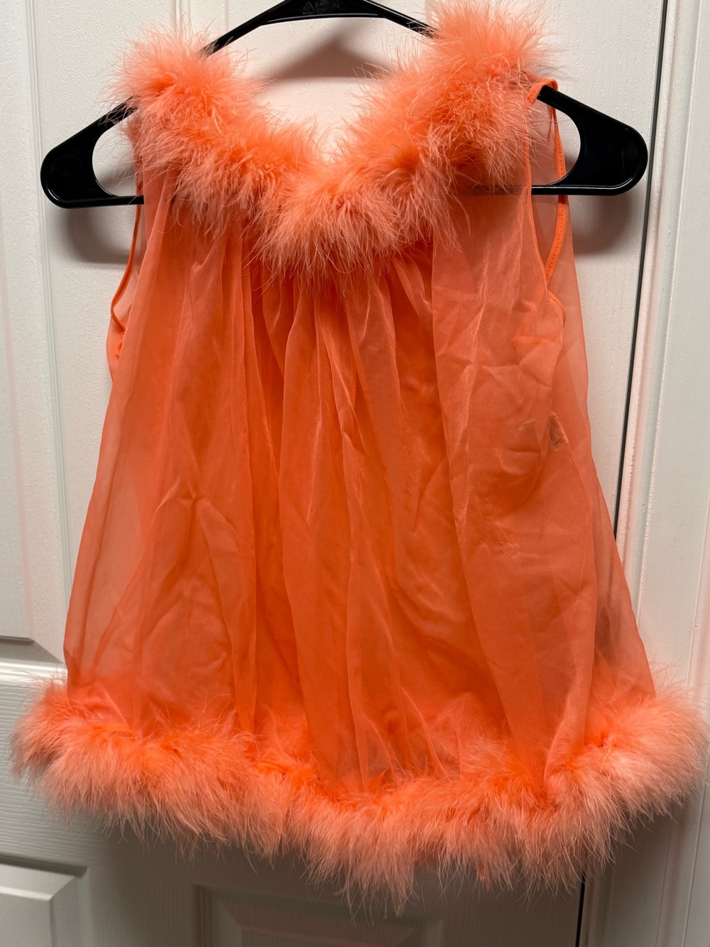 Vintage Frederick’s of Hollywood Coral Feather Babydoll Lingerie